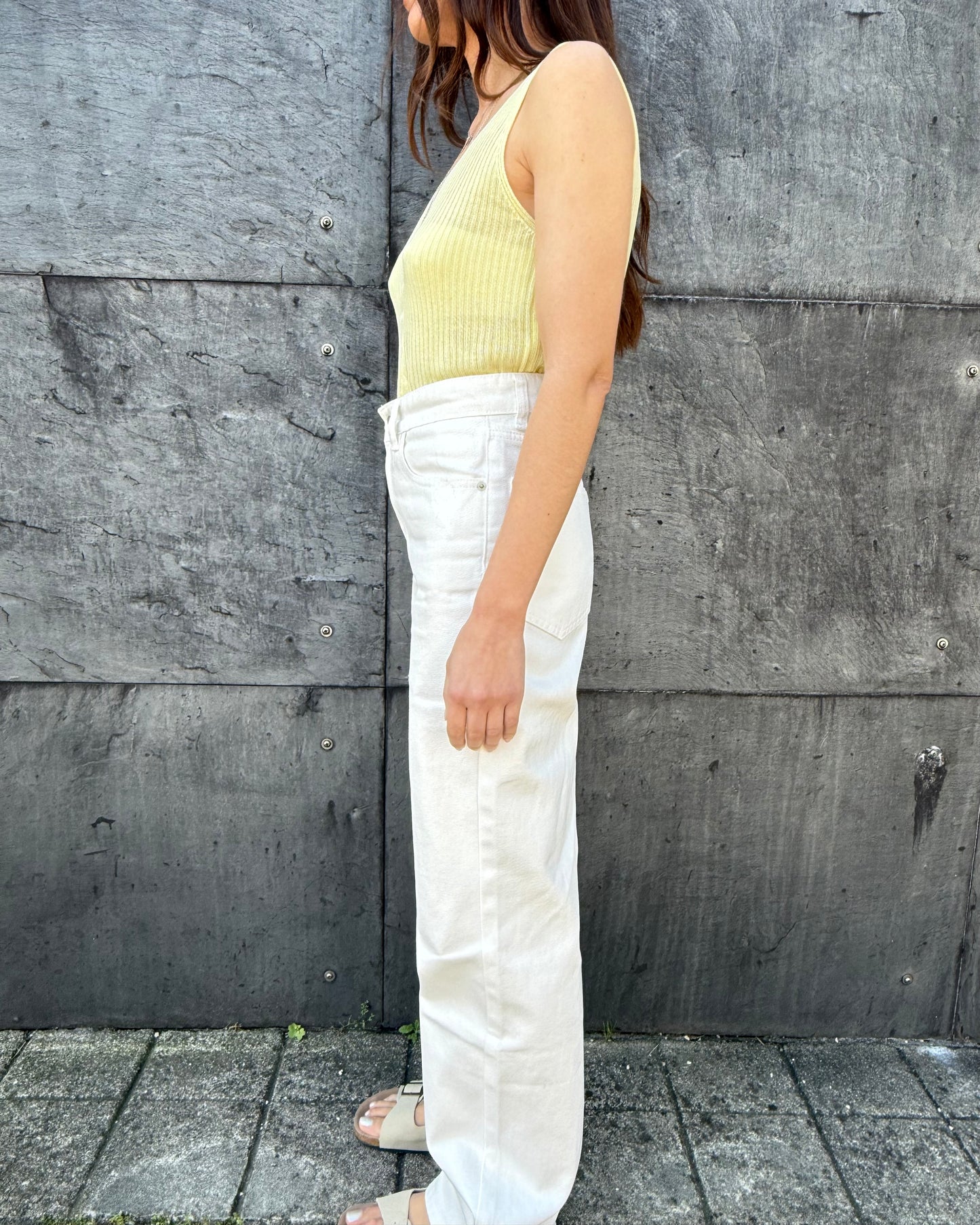 Perfect Wide Leg Jeans - Branco ( Pré-Venda - Envio/Shipping em 10 dias )
