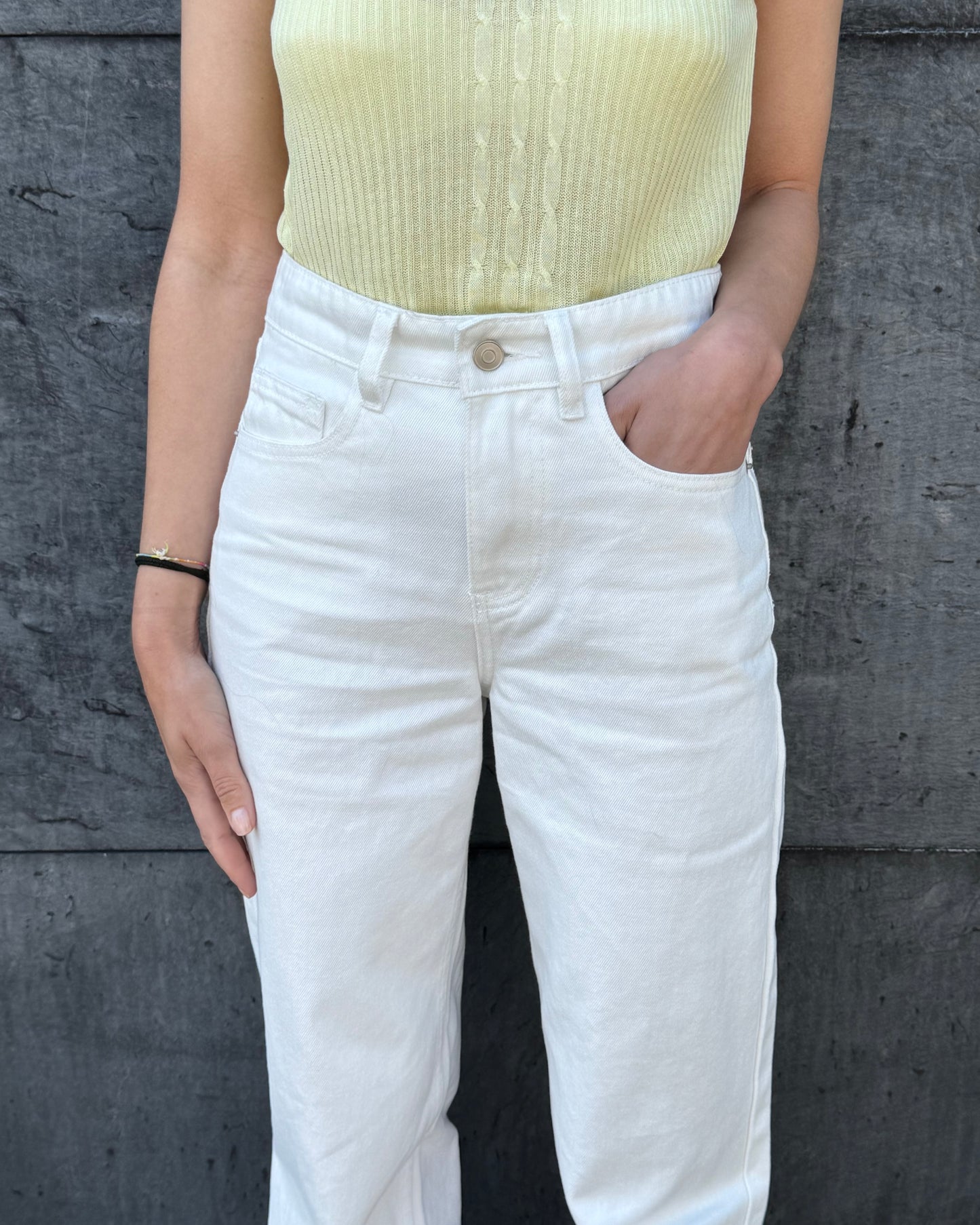 Perfect Wide Leg Jeans - Branco ( Pré-Venda - Envio/Shipping em 10 dias )