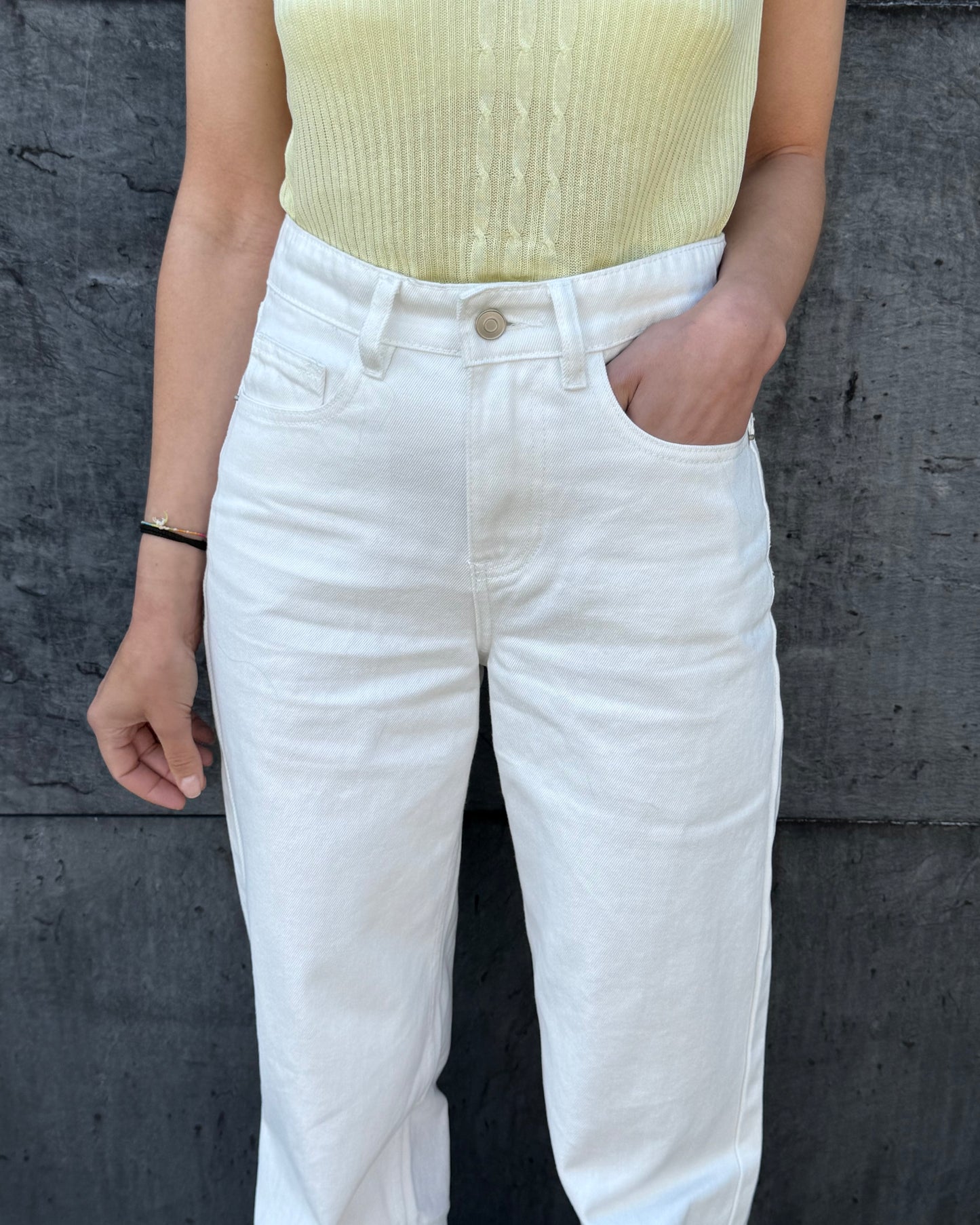 Perfect Wide Leg Jeans - Branco ( Pré-Venda - Envio/Shipping em 10 dias )