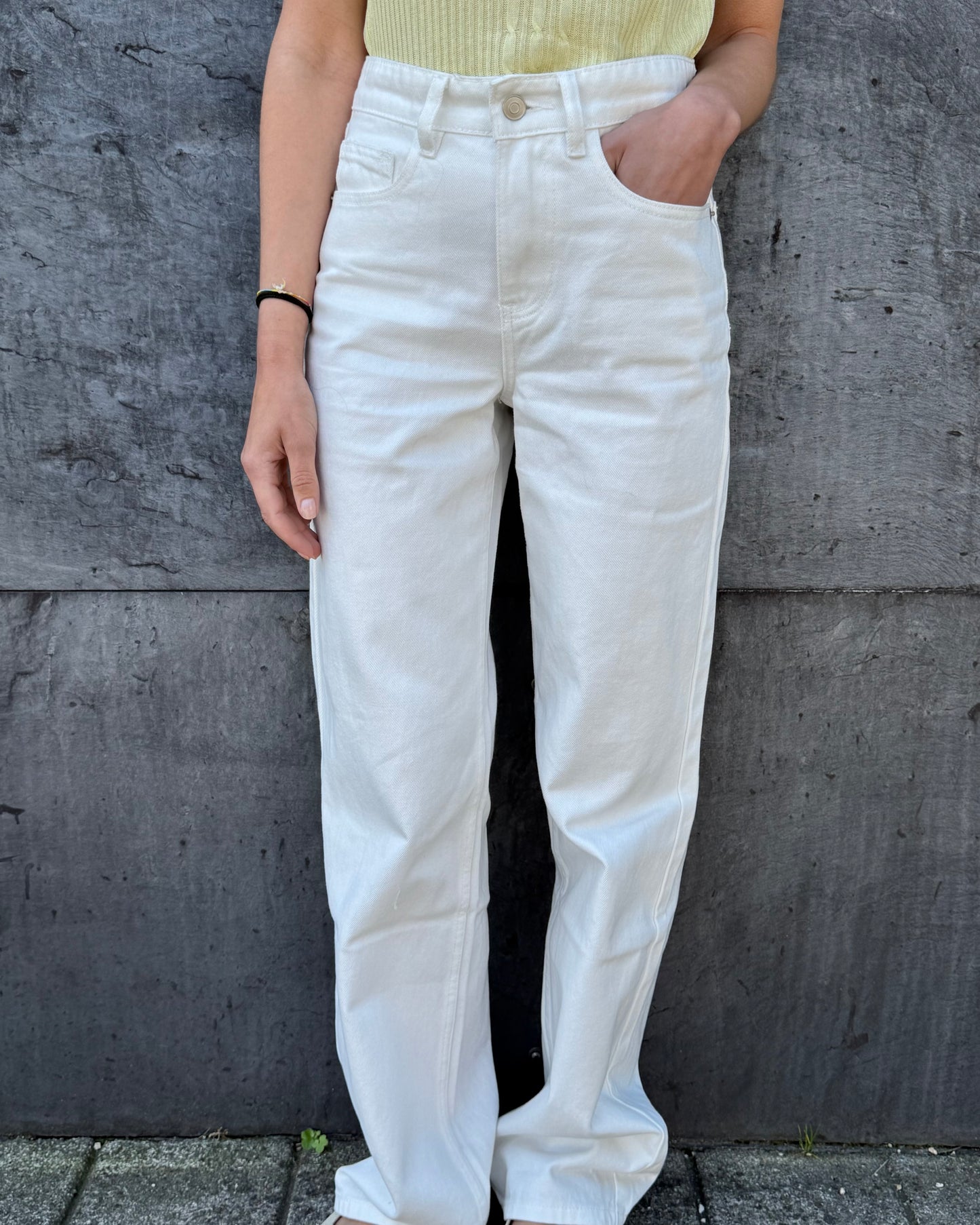 Perfect Wide Leg Jeans - Branco ( Pré-Venda - Envio/Shipping em 10 dias )