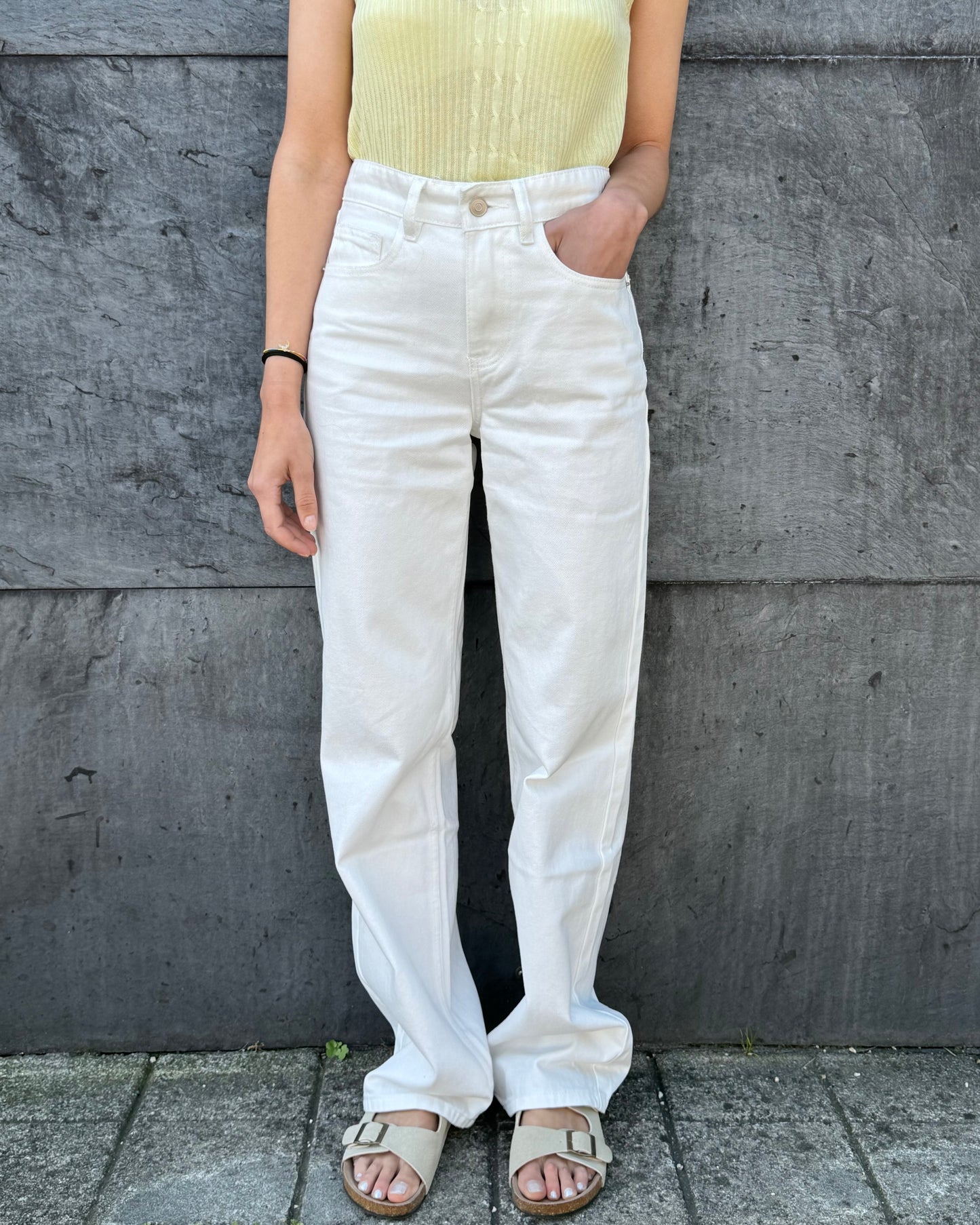Perfect Wide Leg Jeans - Branco ( Pré-Venda - Envio/Shipping em 10 dias )