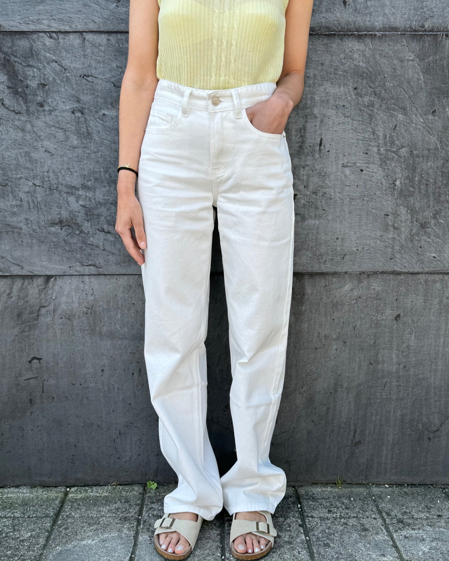 Perfect Wide Leg Jeans - Branco ( Pré-Venda - Envio/Shipping em 10 dias )