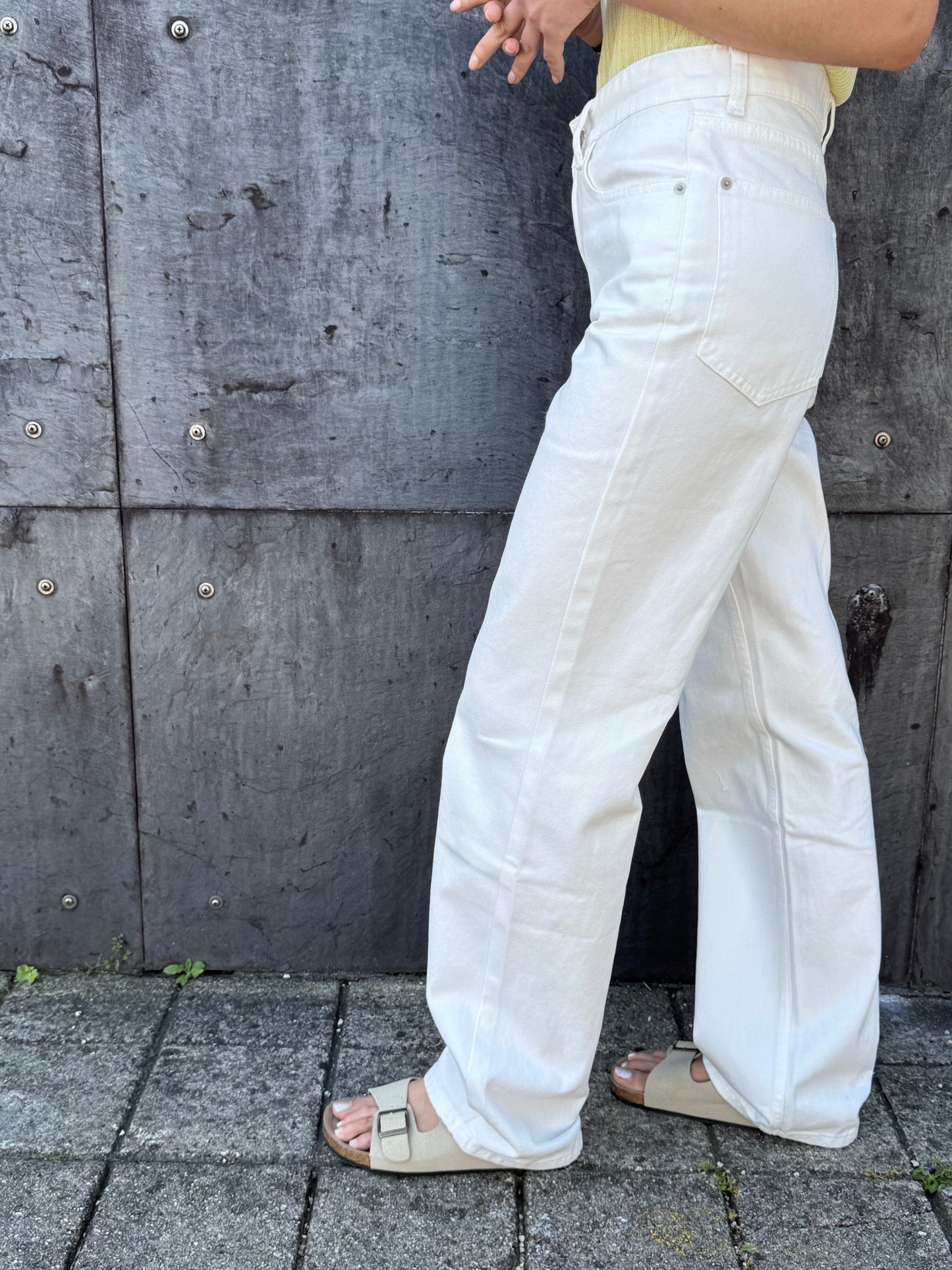 Perfect Wide Leg Jeans - Branco ( Pré-Venda - Envio/Shipping em 10 dias )