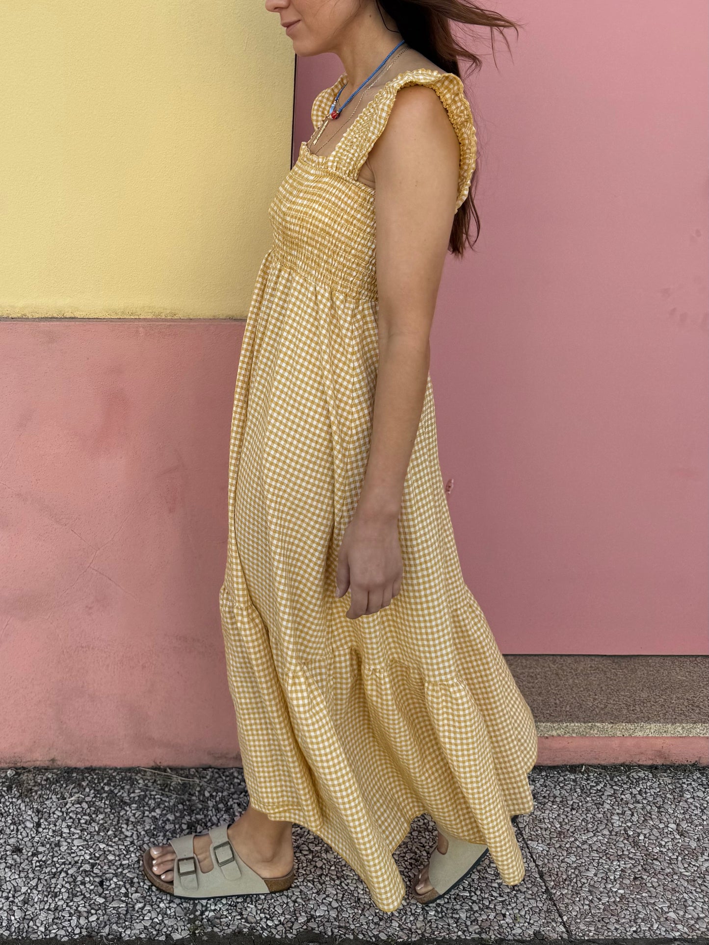Vestido Santorini - Vichy Amarelo