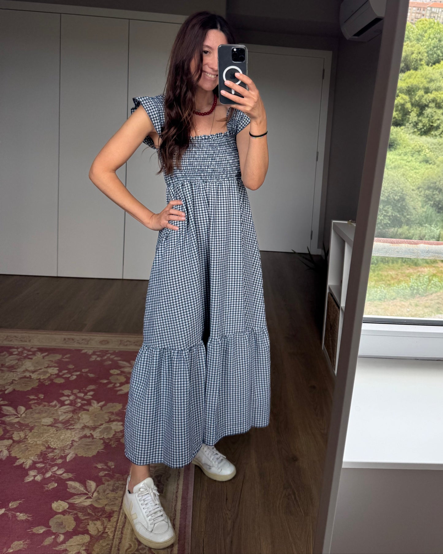 Vestido Amalfi - Vichy azul marinho