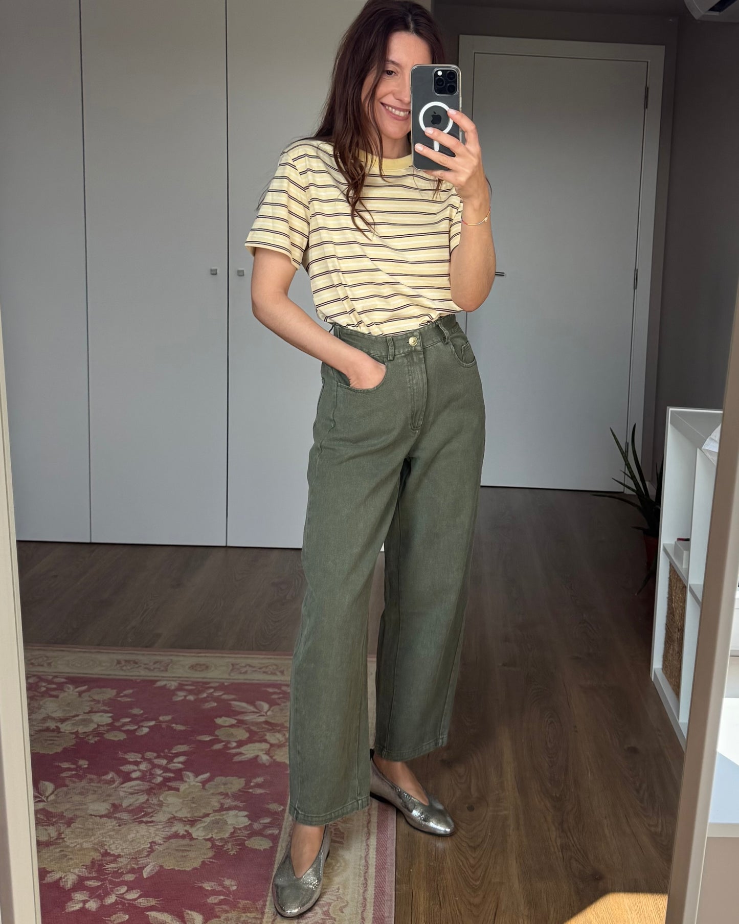 T-shirt riscas - Amarelo Manteiga