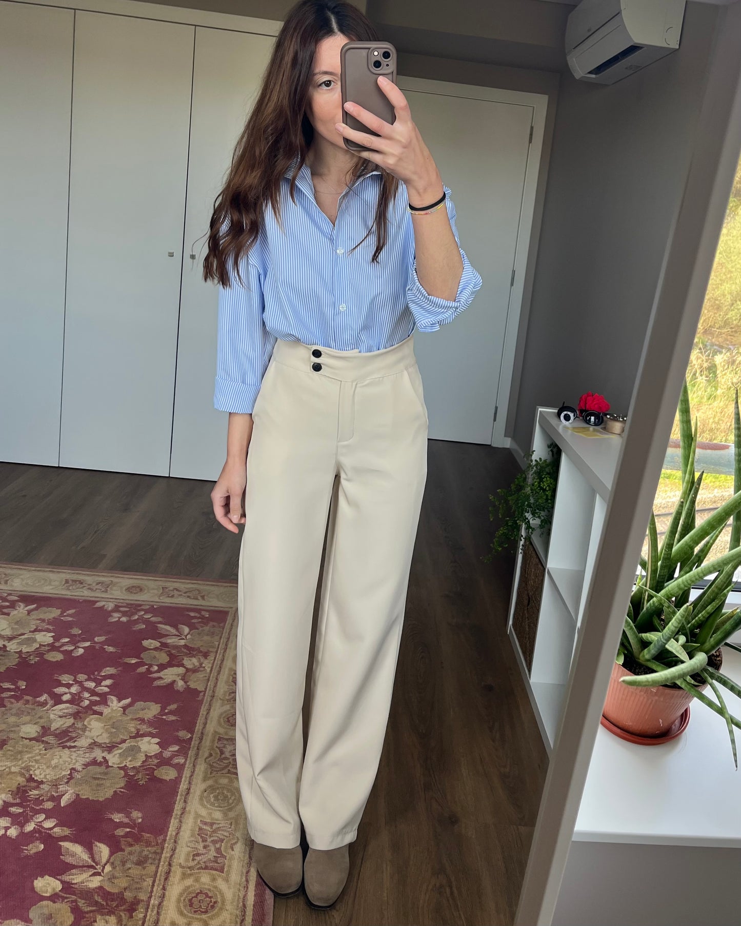 Calças de Alfaiataria Creme - Non Iron