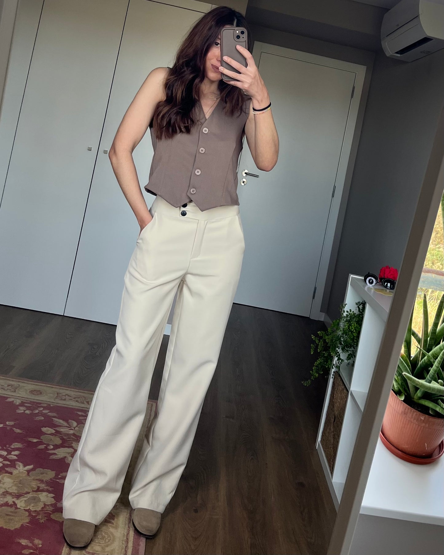 Calças de Alfaiataria Creme - Non Iron