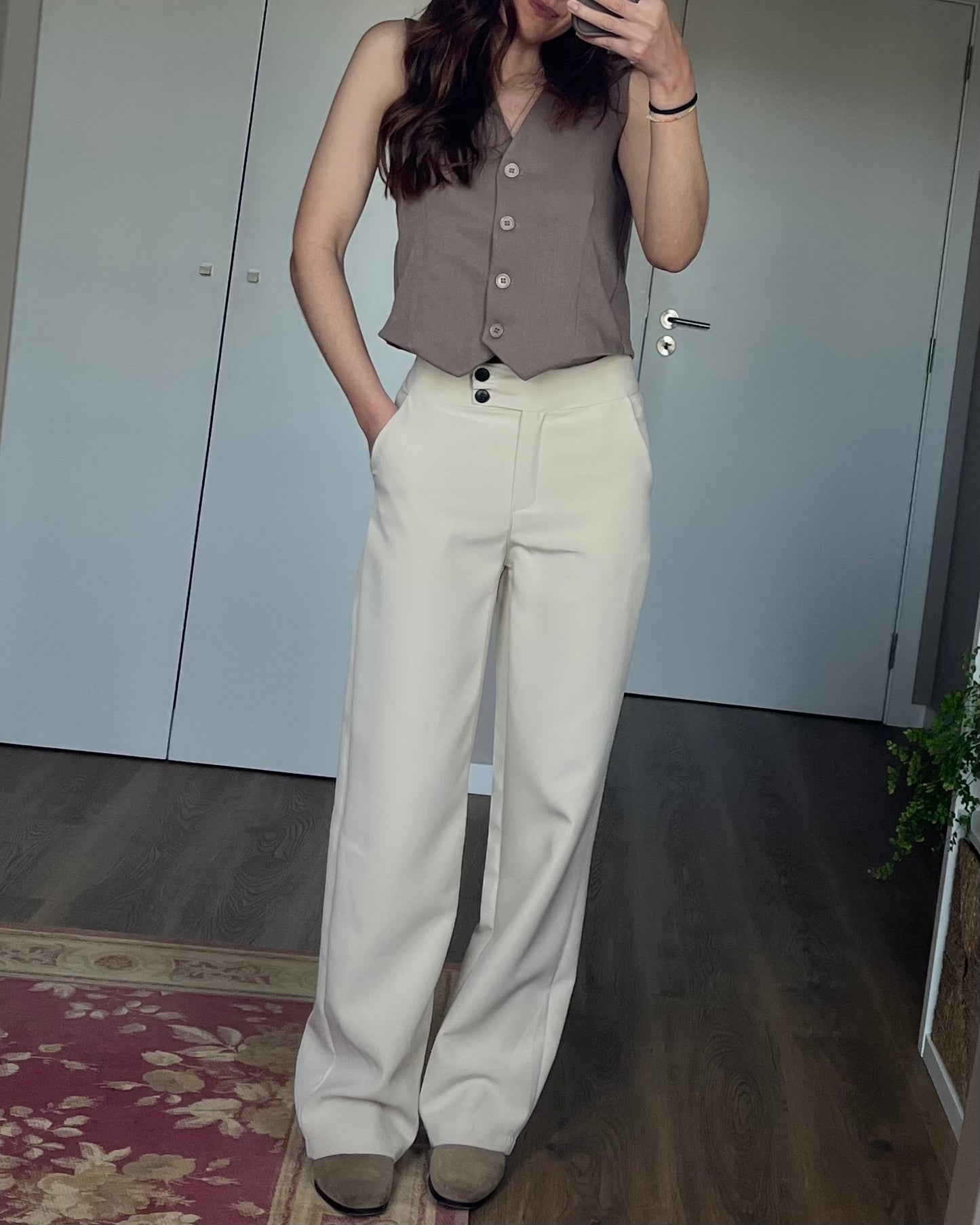 Calças de Alfaiataria Creme - Non Iron