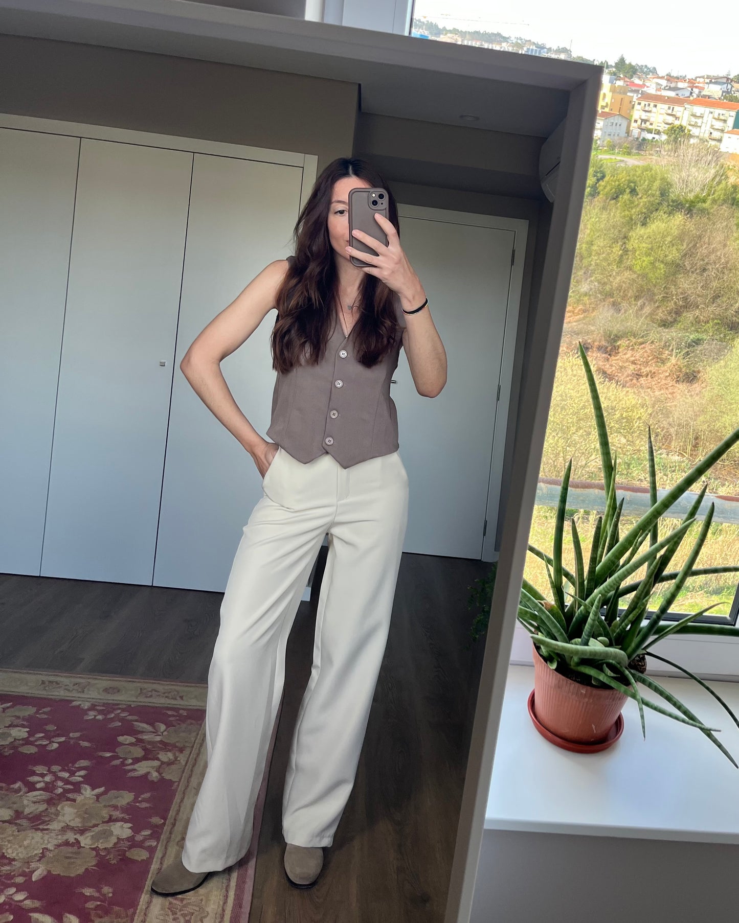 Calças de Alfaiataria Creme - Non Iron