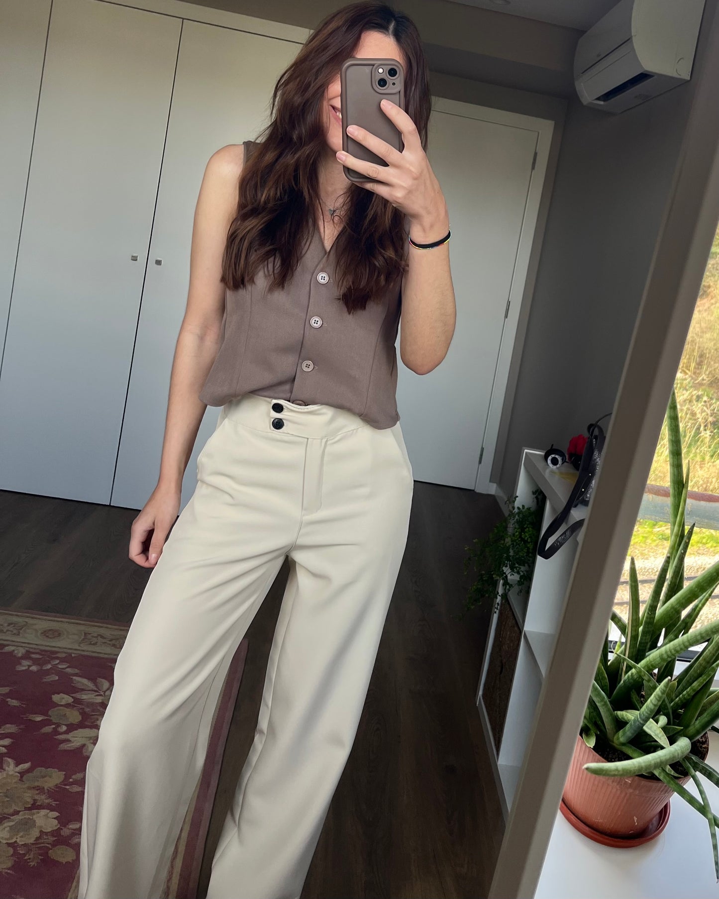 Calças de Alfaiataria Creme - Non Iron