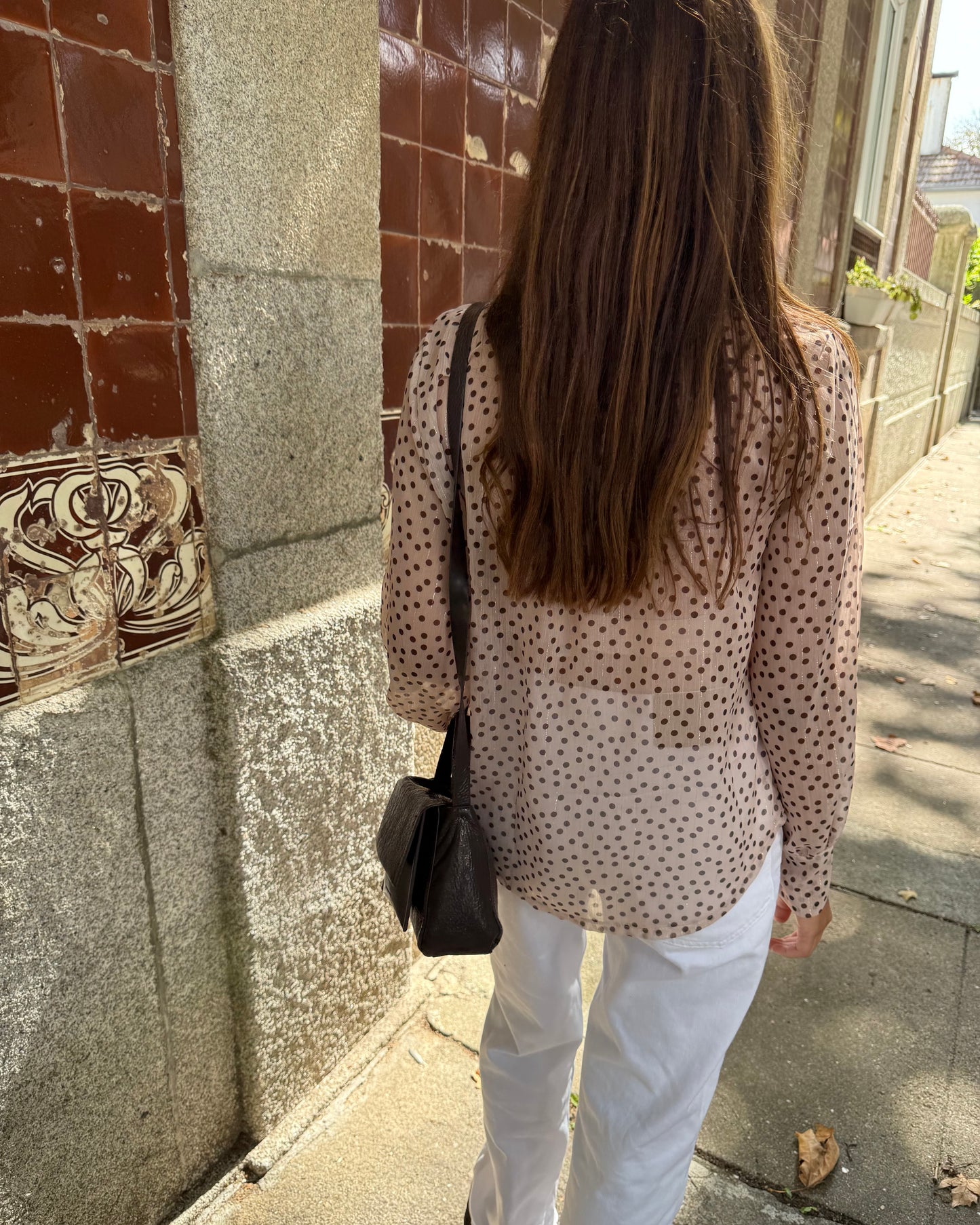 Camisa Emily Bege - Polka Dots