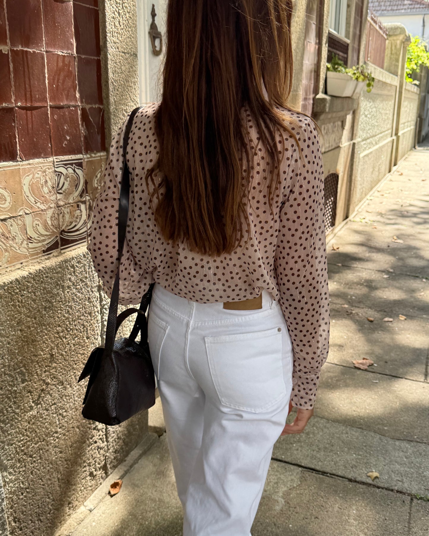 Camisa Emily Bege - Polka Dots