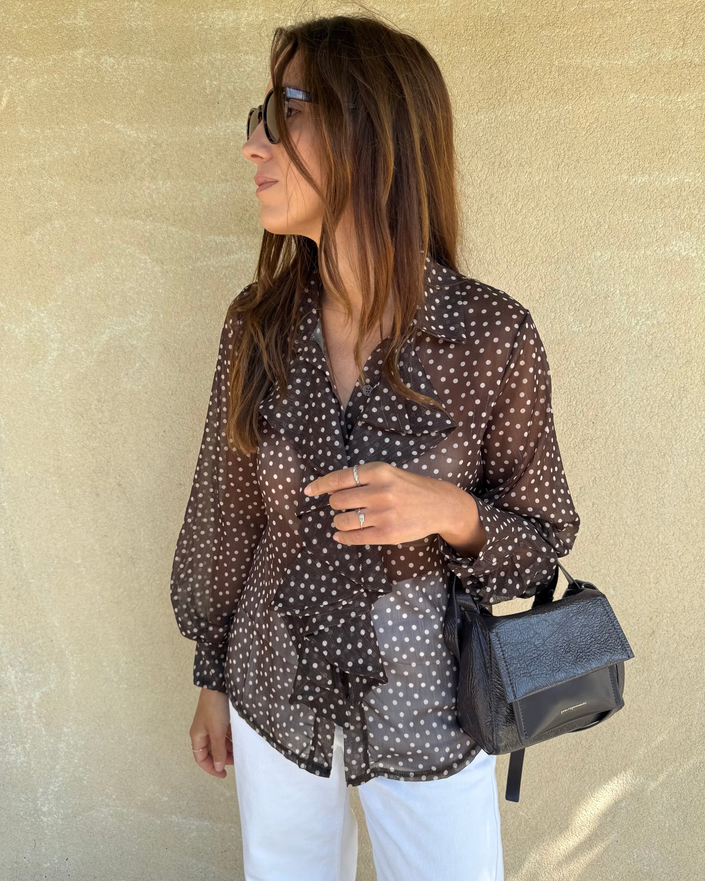 Camisa Emily Castanho - Polka Dots