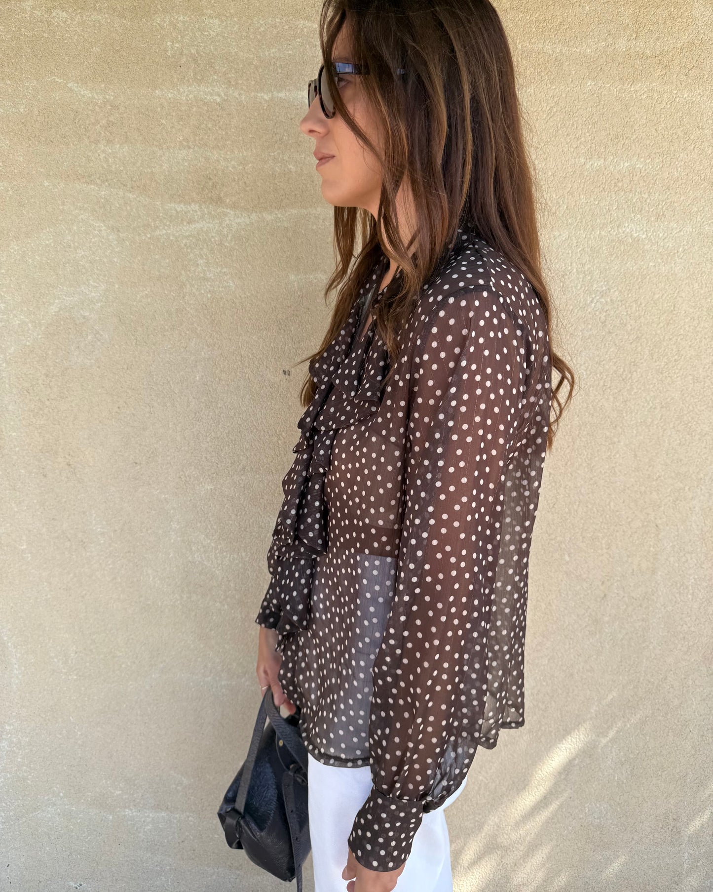 Camisa Emily Castanho - Polka Dots