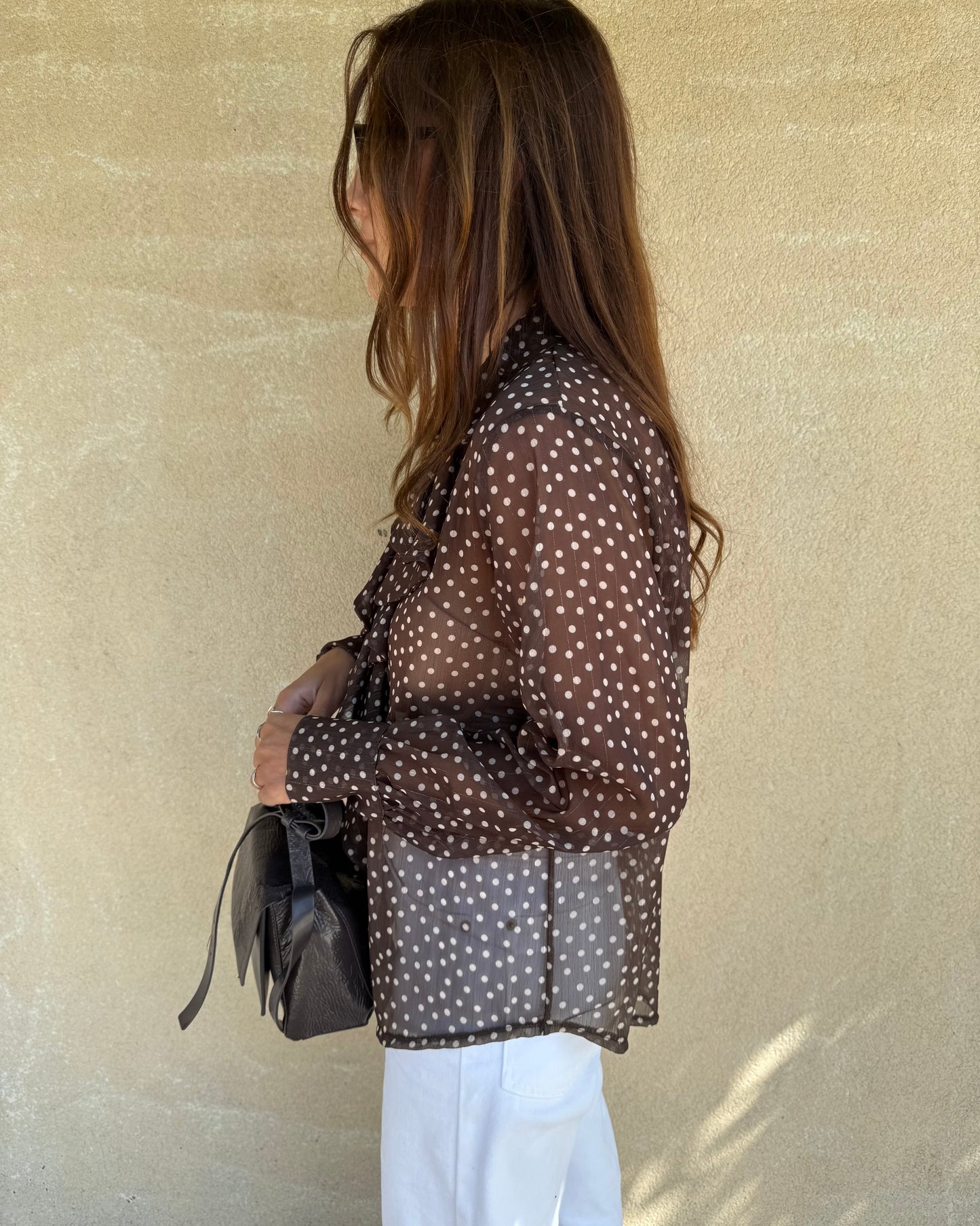 Camisa Emily Castanho - Polka Dots