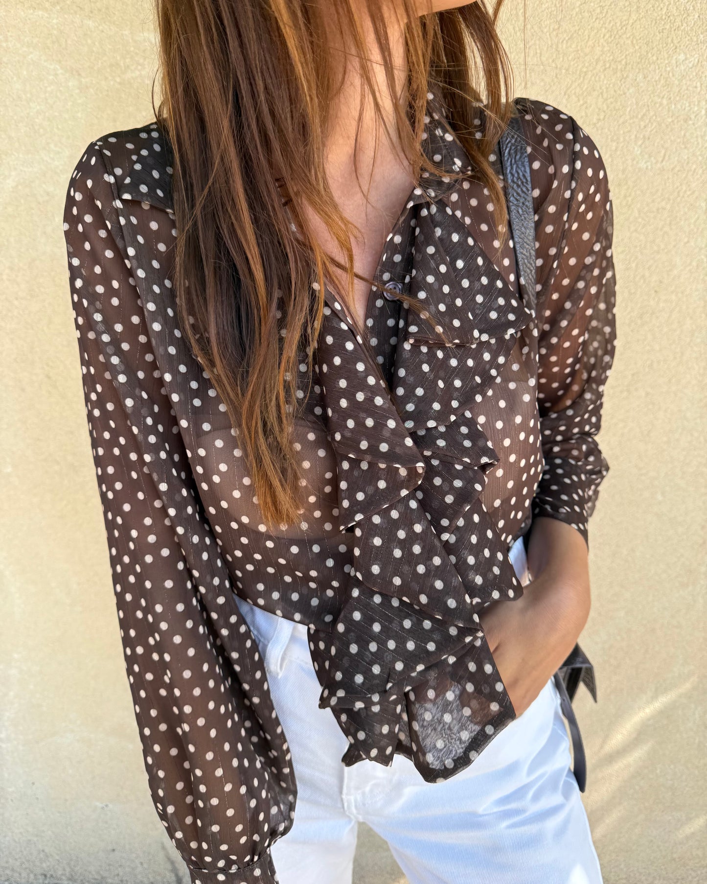 Camisa Emily Castanho - Polka Dots
