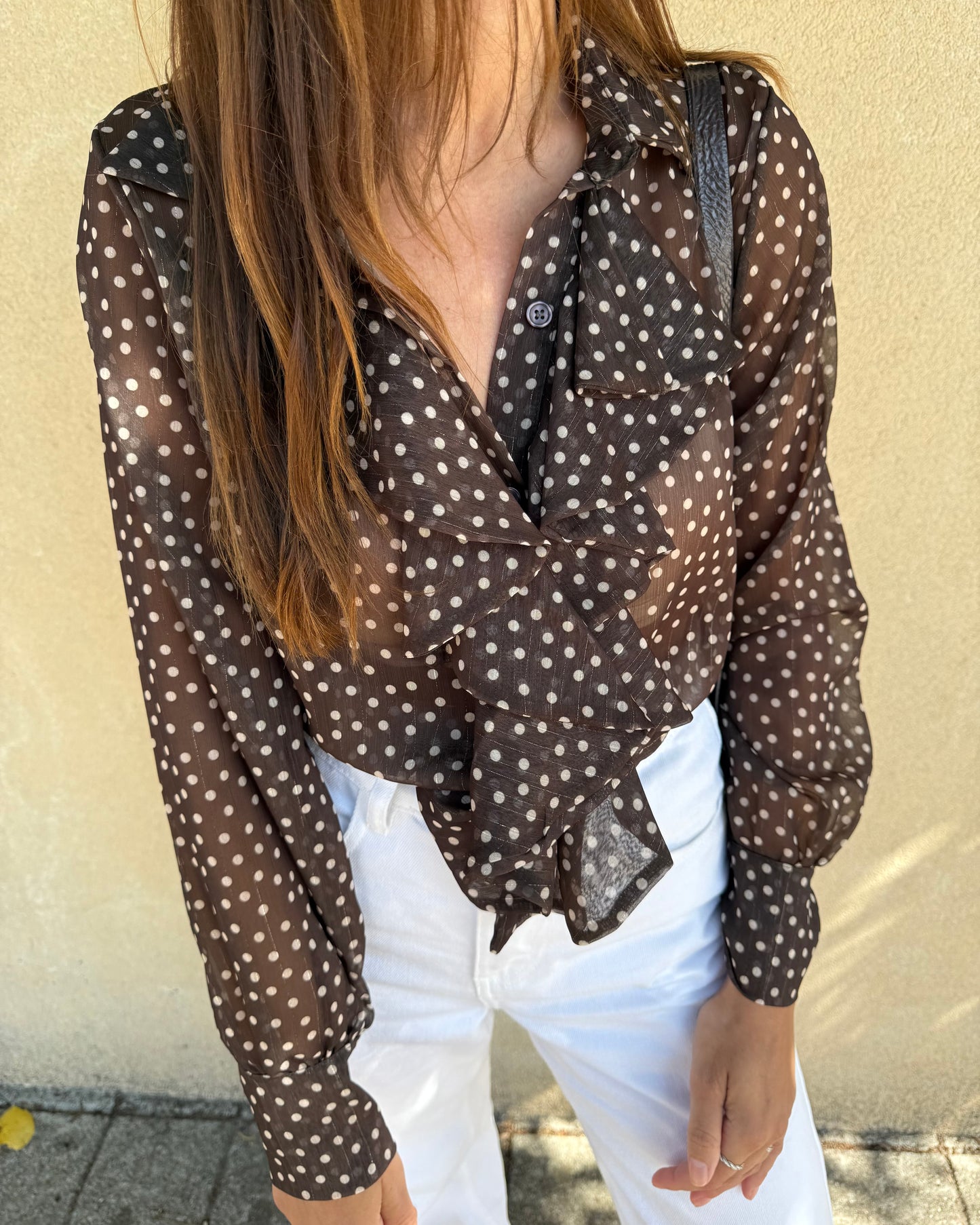Camisa Emily Castanho - Polka Dots