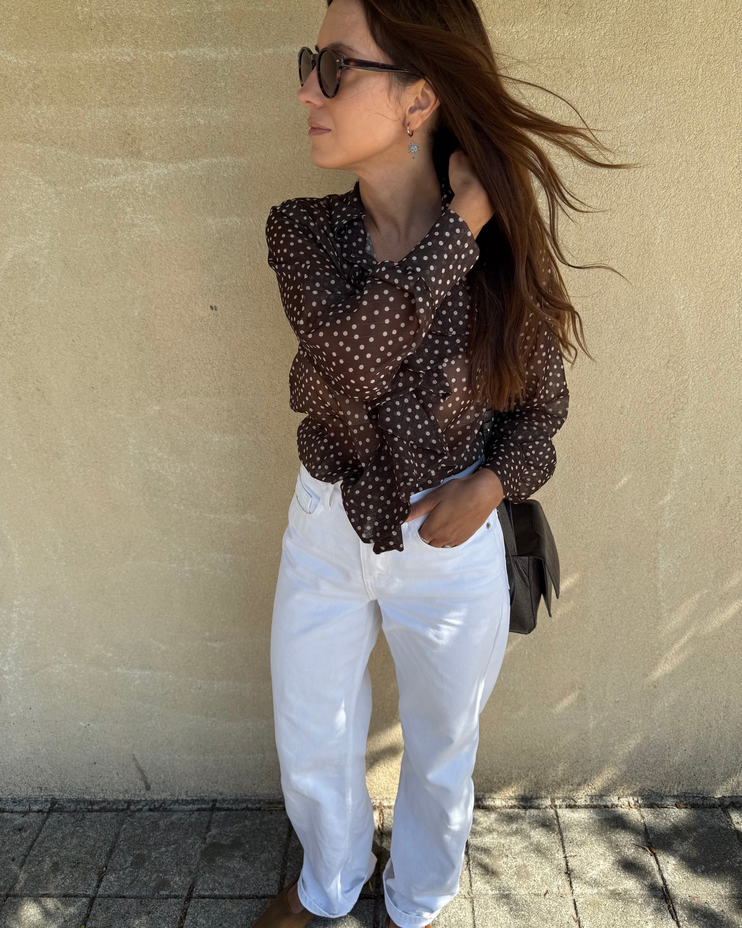Camisa Emily Castanho - Polka Dots