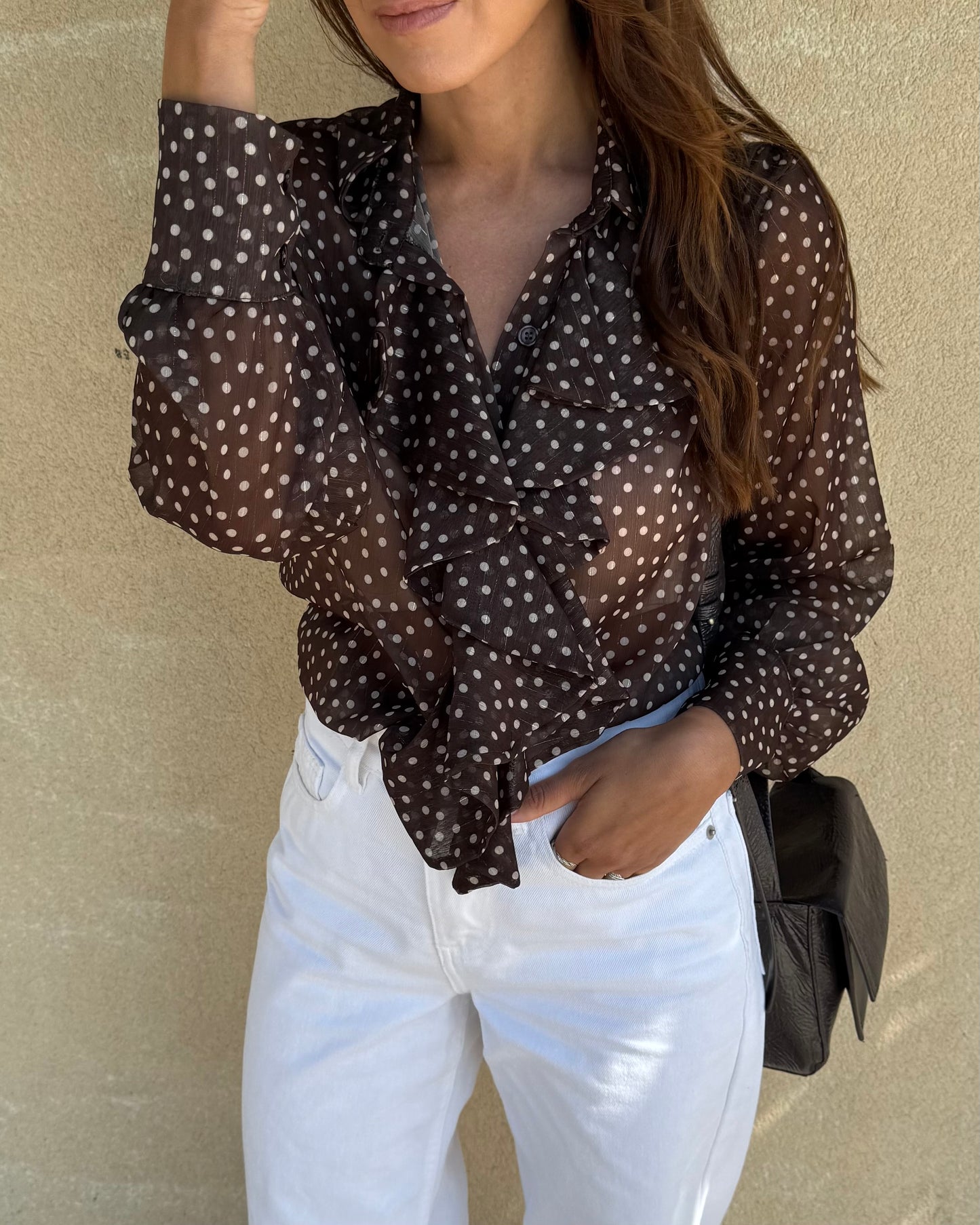 Camisa Emily Castanho - Polka Dots