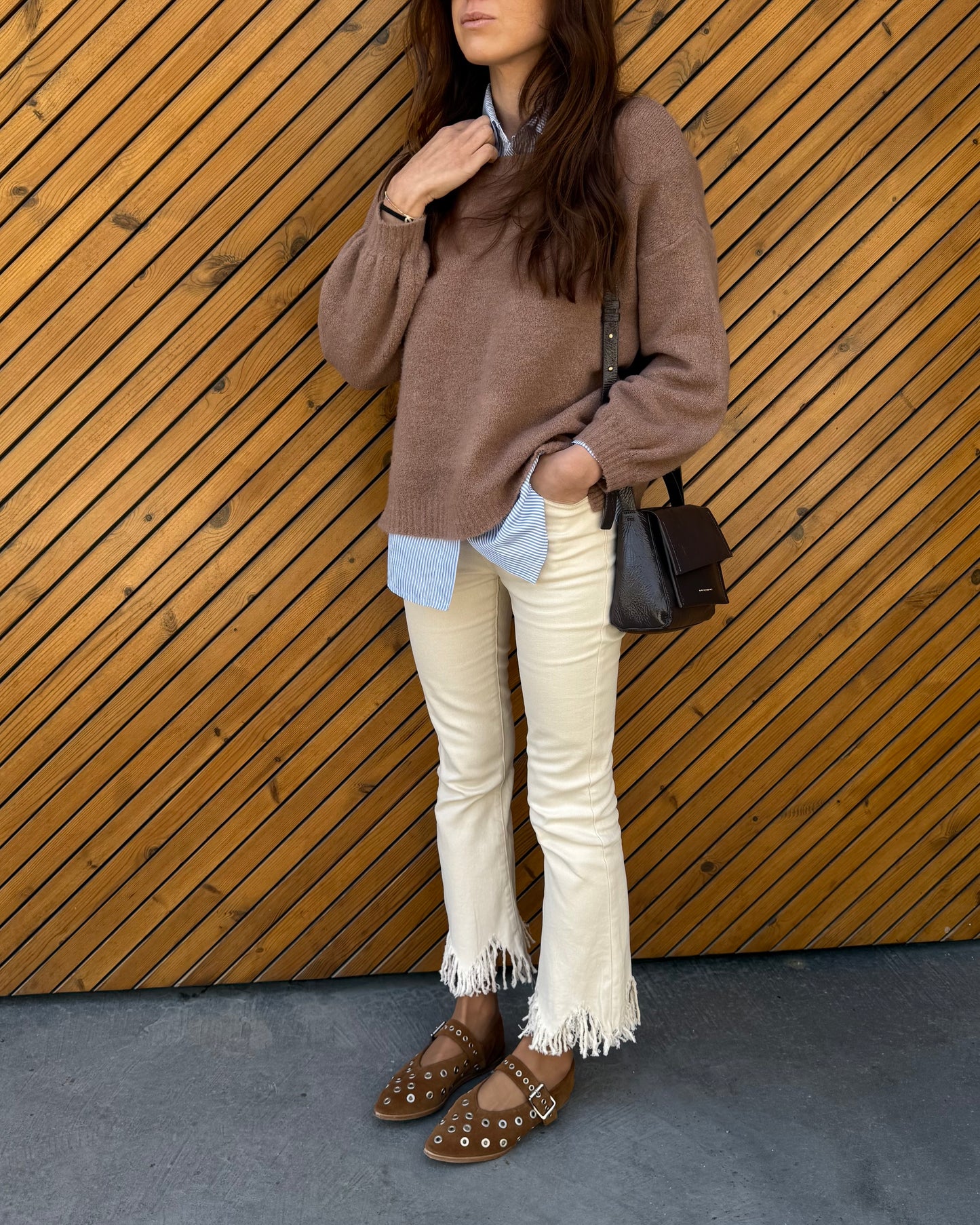 Cream Jeans com Franjas