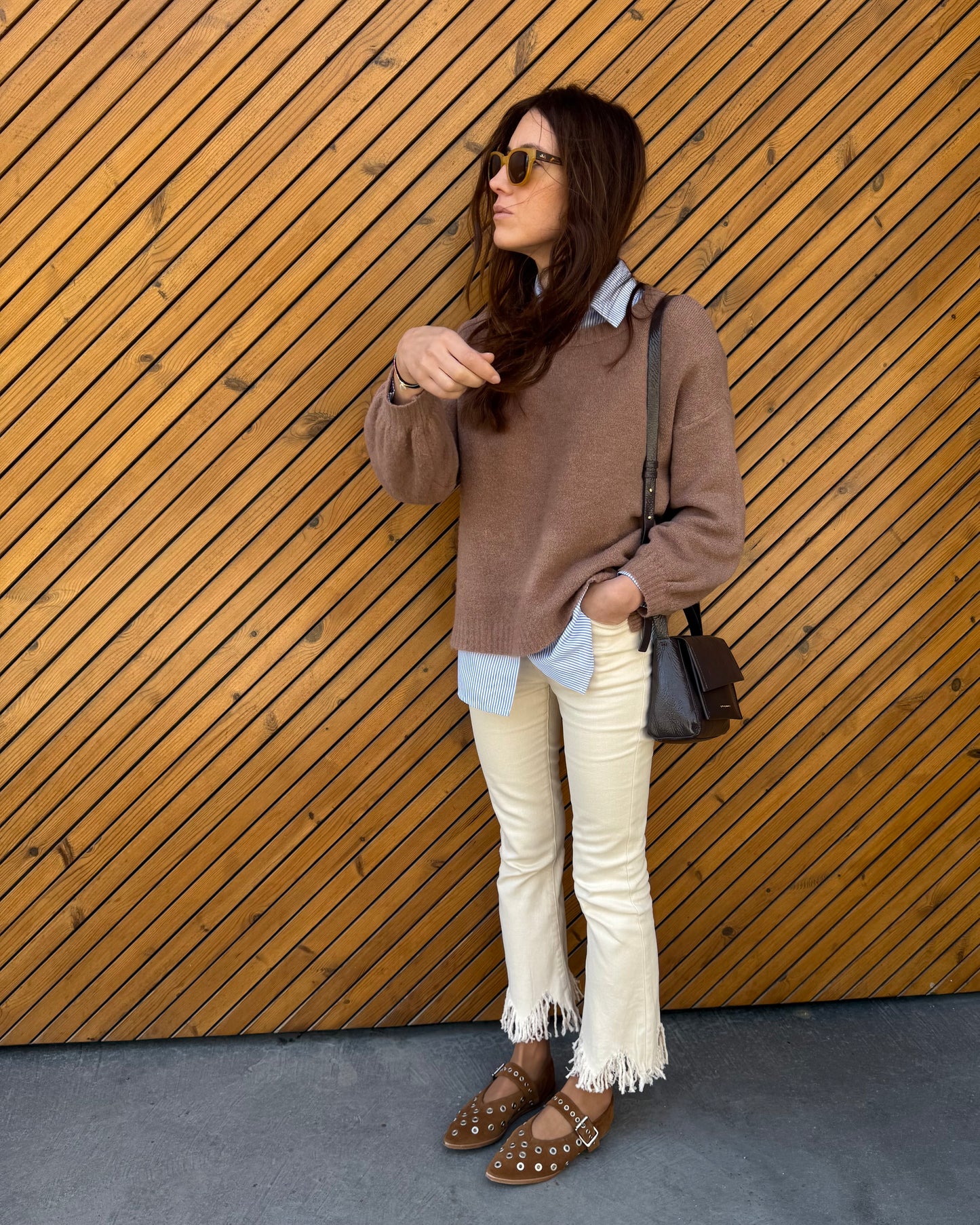 Cream Jeans com Franjas