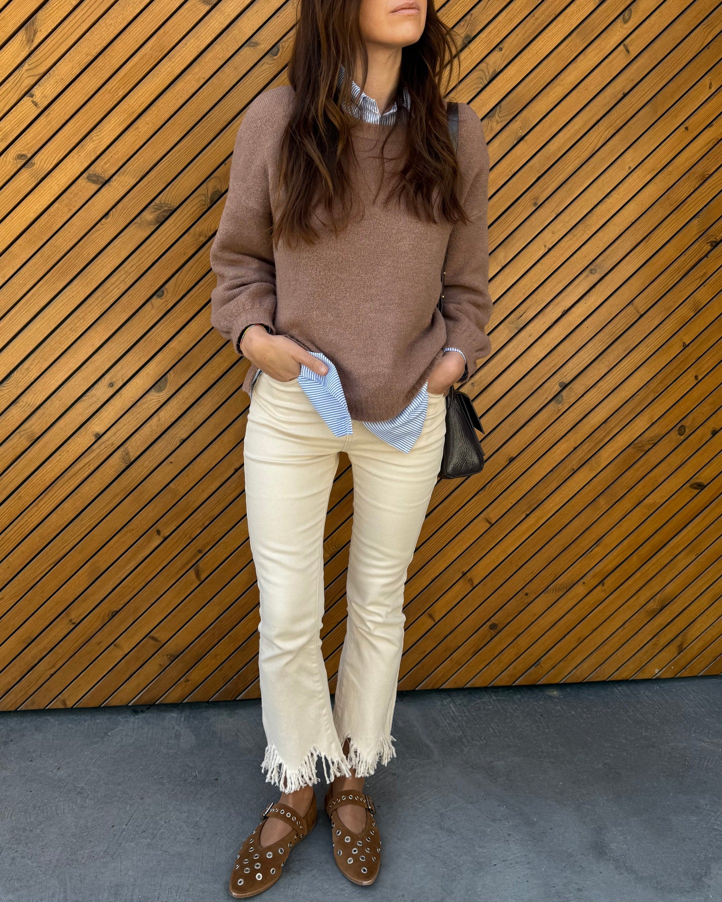 Cream Jeans com Franjas