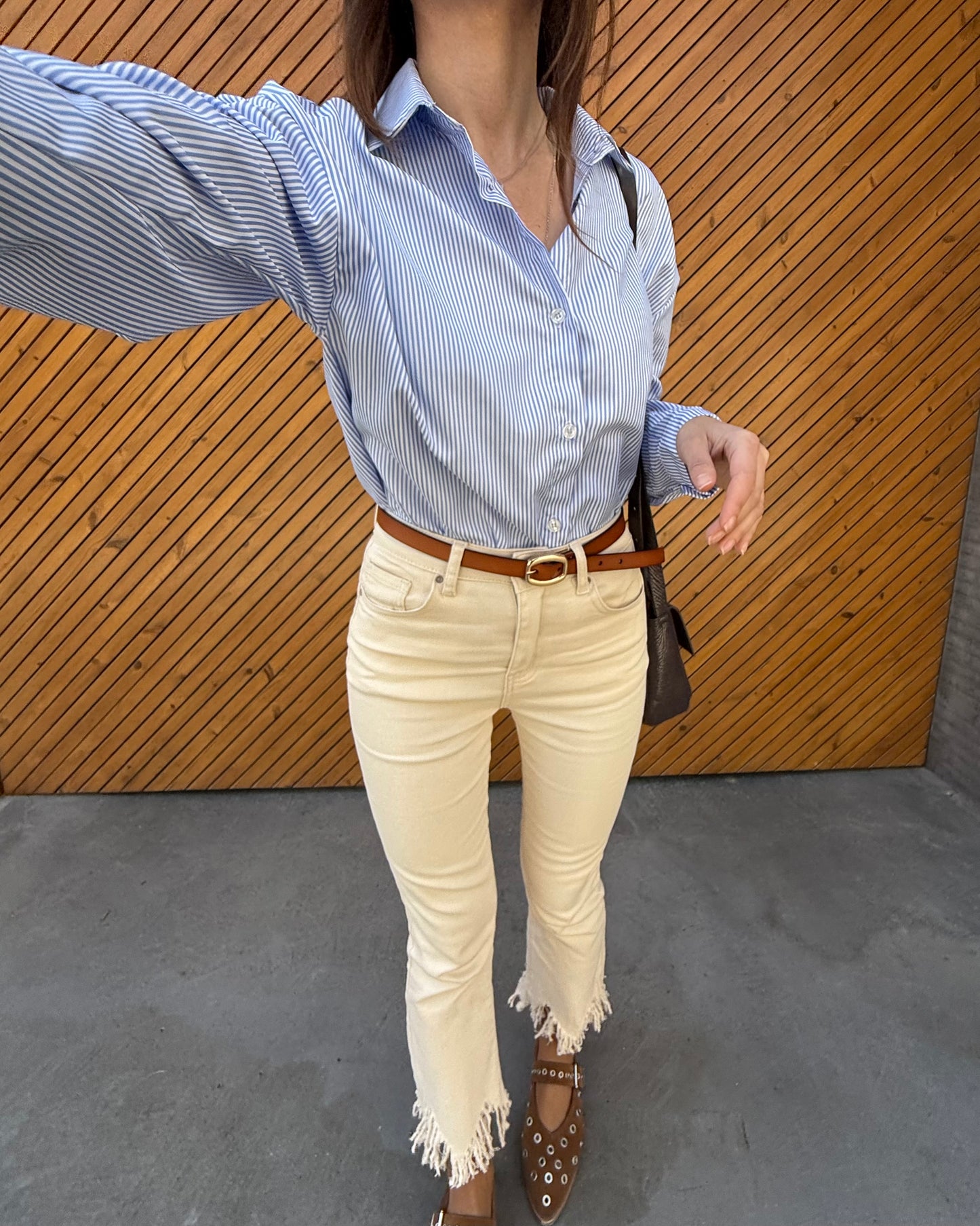 Cream Jeans com Franjas