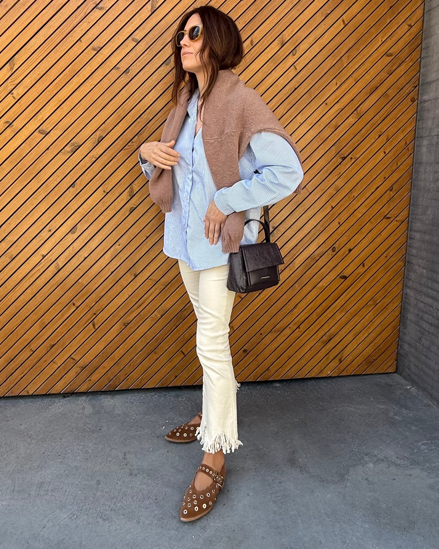 Cream Jeans com Franjas