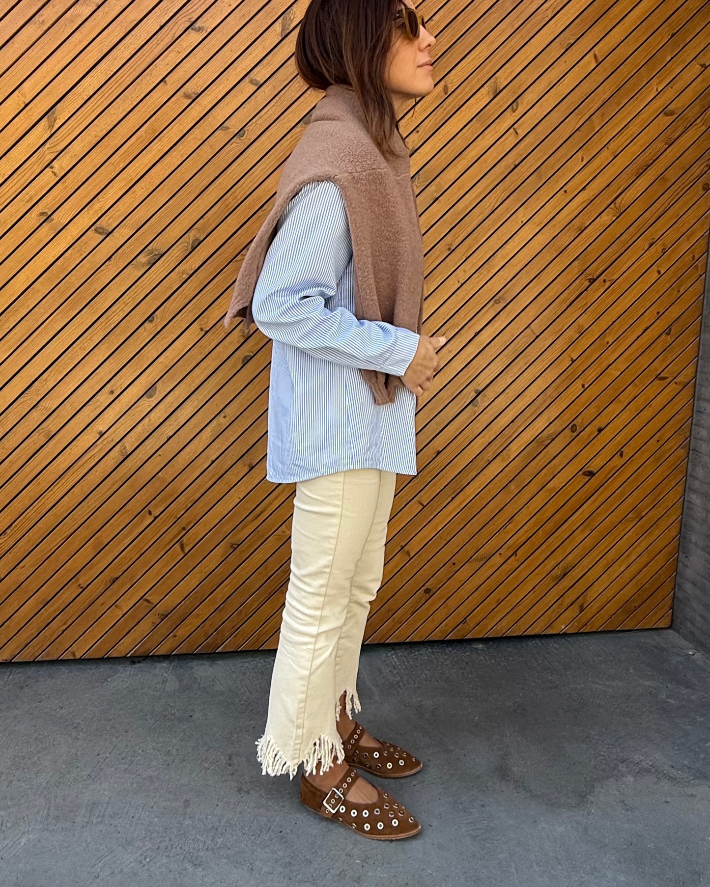 Cream Jeans com Franjas