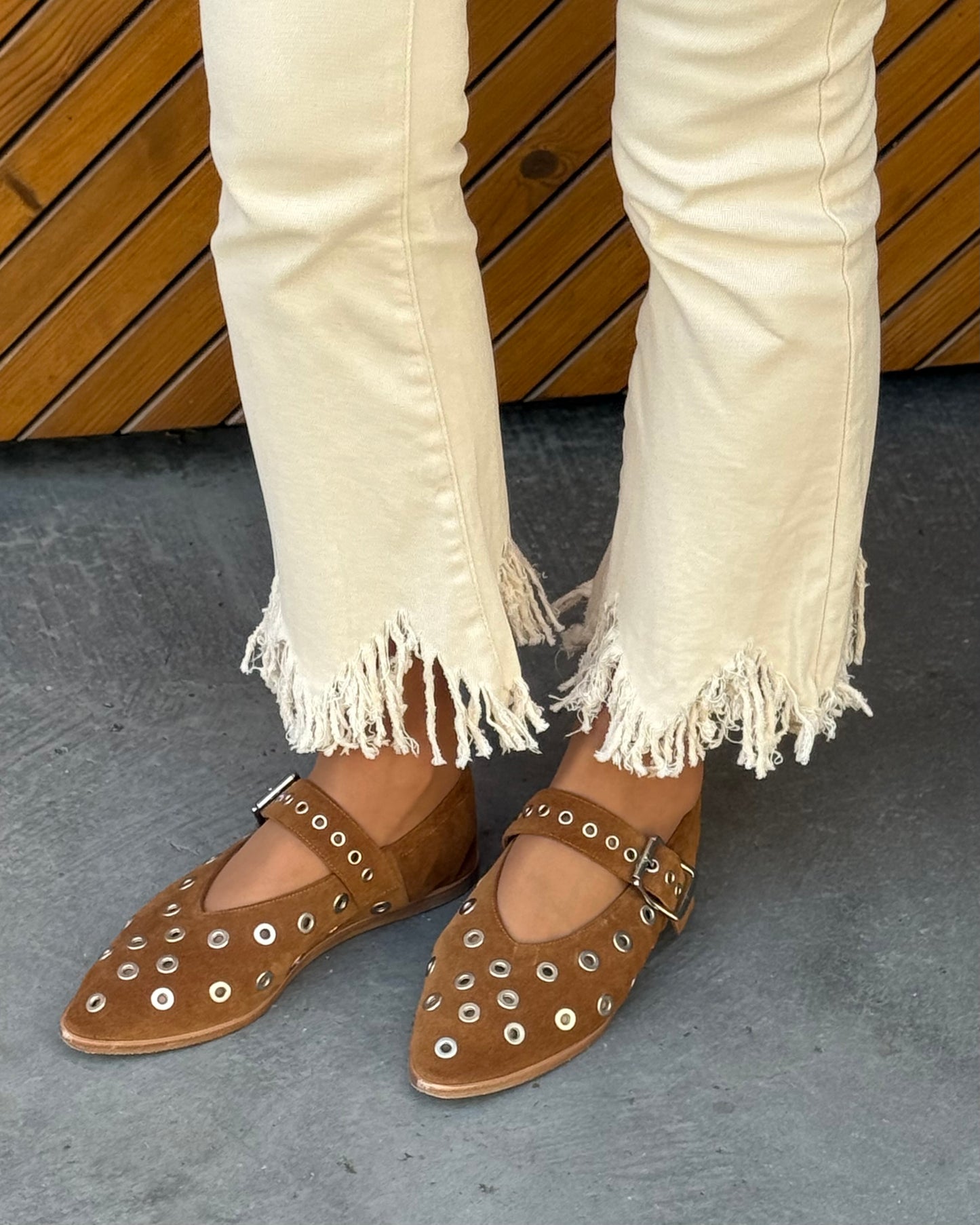 Cream Jeans com Franjas