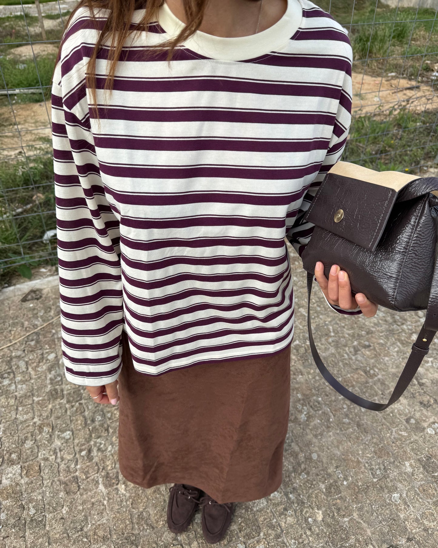 Camisola Rayas - Bordeaux e Branca