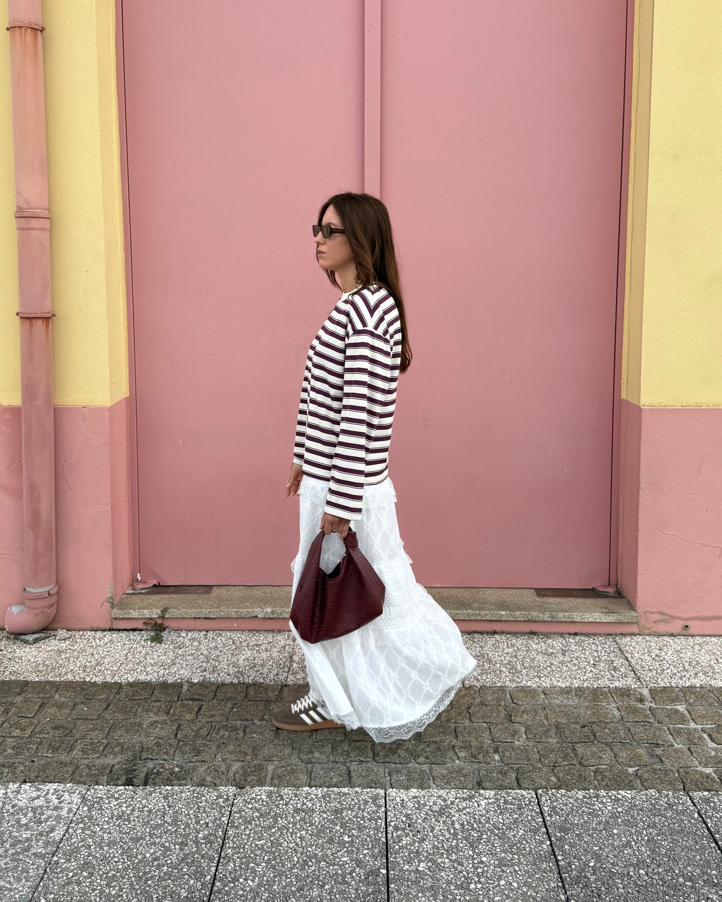 Camisola Rayas - Bordeaux e Branca