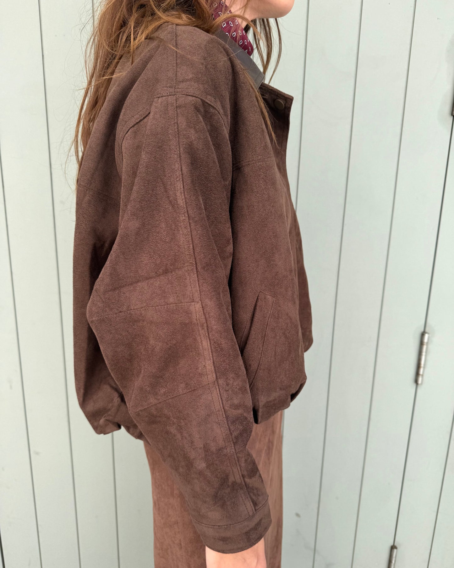 Suede Effect Jacket in Brown
