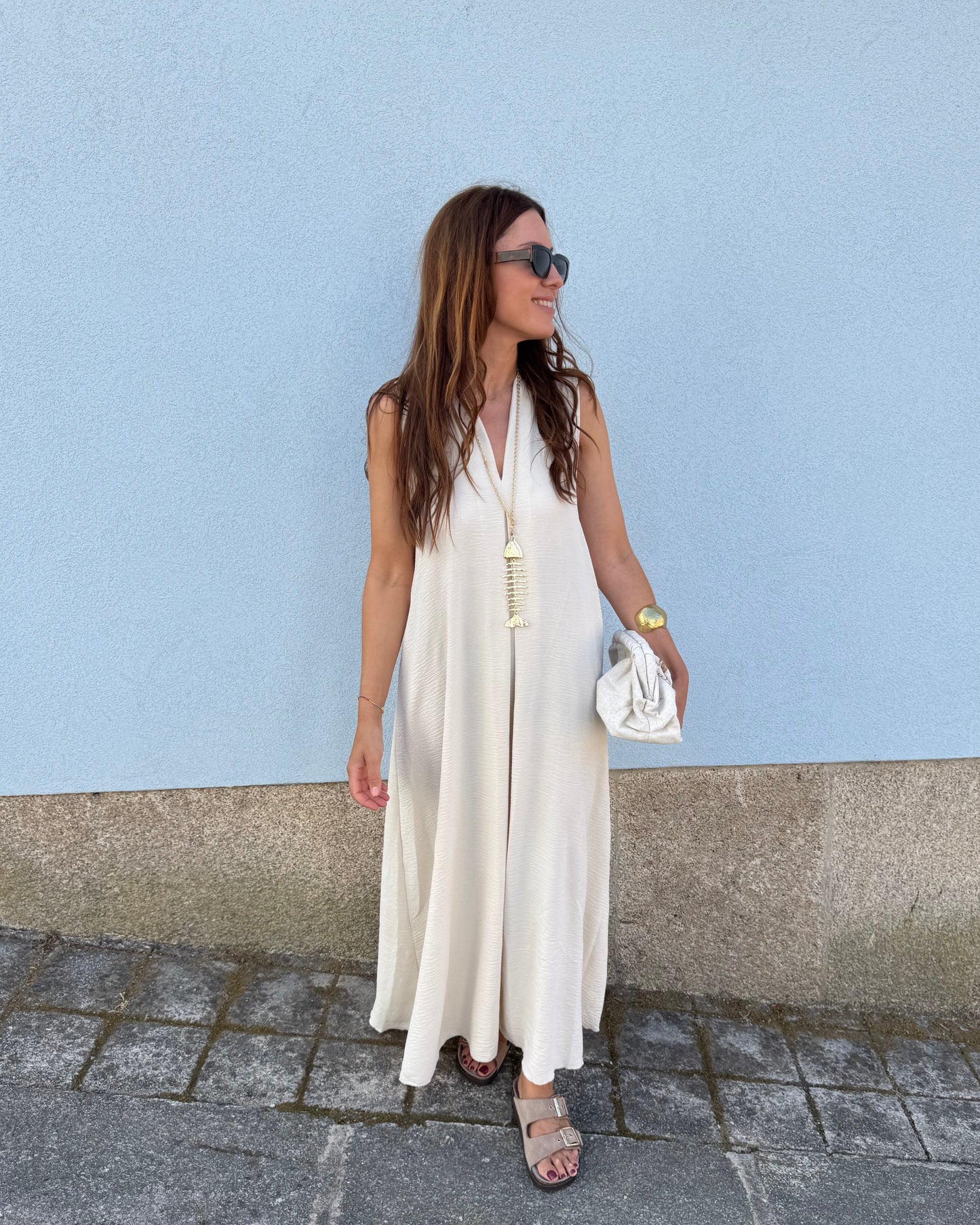 Vestido Sardinha - Creme -  Pré-venda (Envio até 06/08)