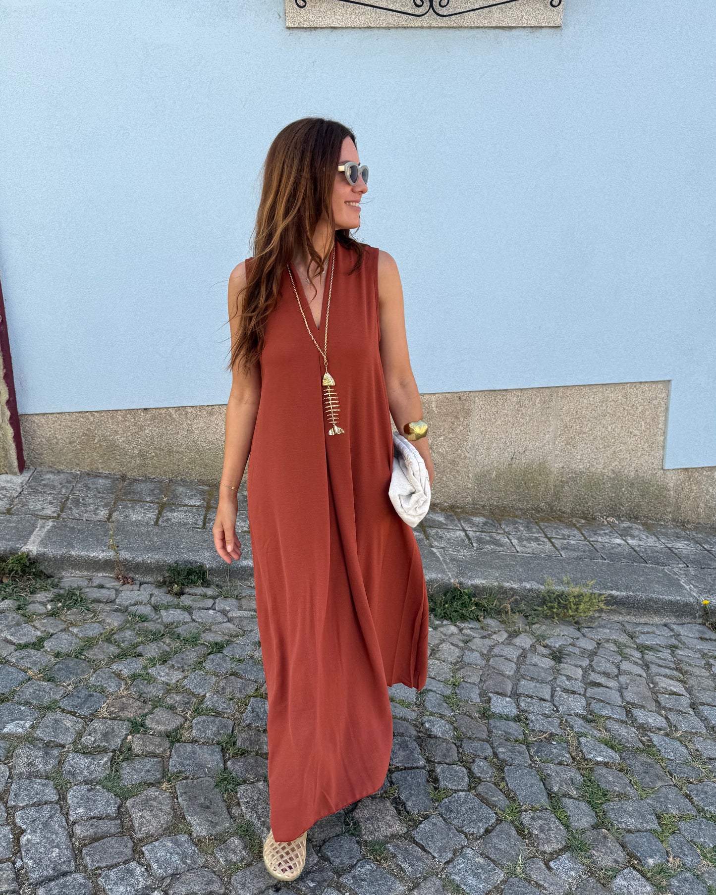 Vestido Sardinha -Tijolo