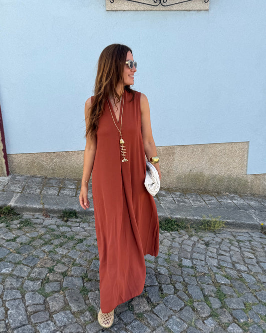 Vestido Sardinha -Tijolo