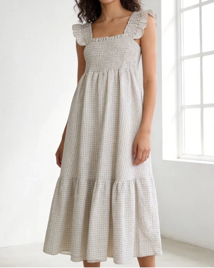 Vestido Bari - Vichy Bege