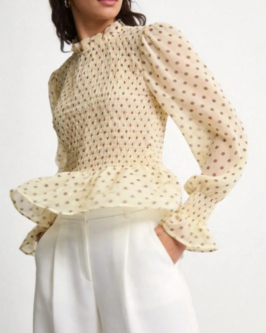 Camisa Polka Dots - Amarelo e Castanho
