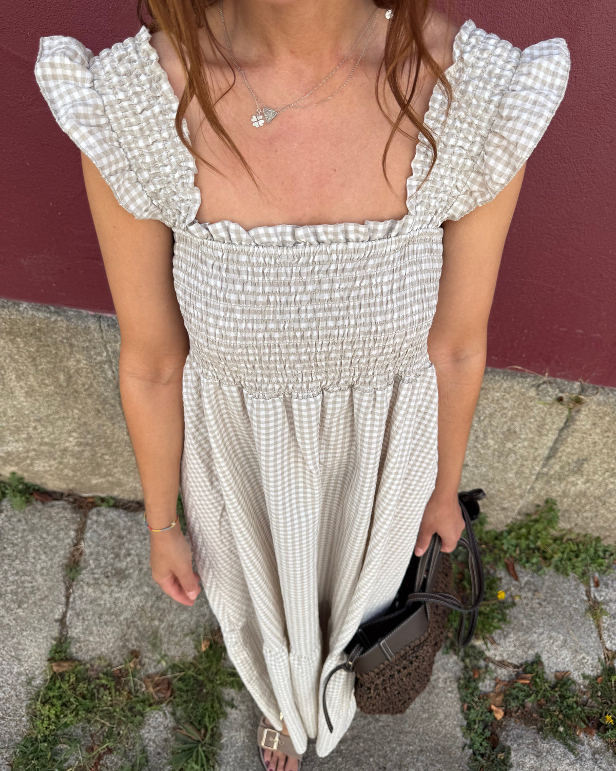 Vestido Bari - Vichy Bege