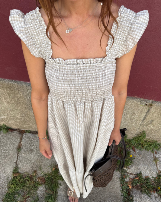 Vestido Bari - Vichy Bege