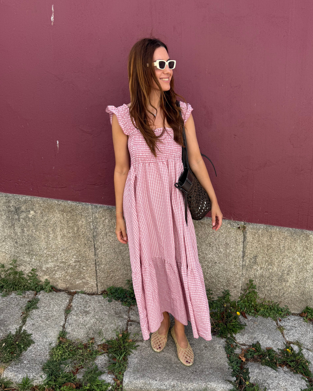 Vestido Bolonha - Vichy Rosa
