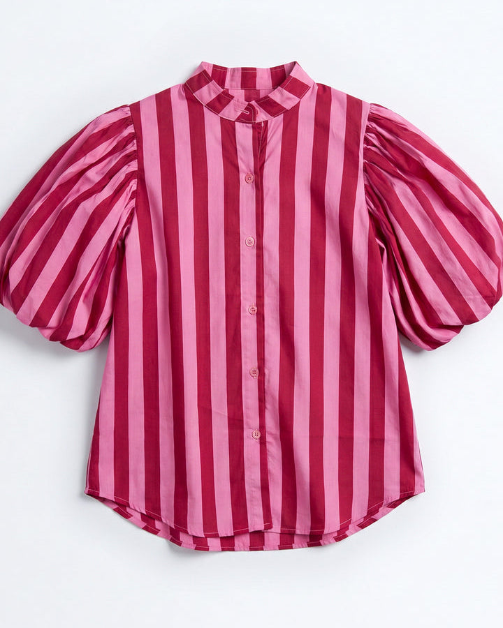 Camisa Sofia - Rosa e Bordeaux ( Envio até 19/06)