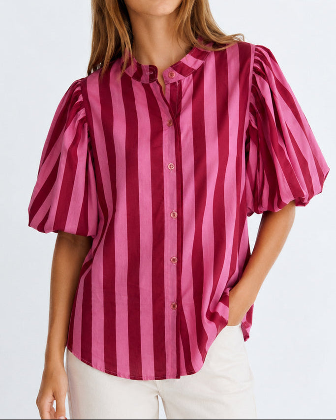 Camisa Sofia - Rosa e Bordeaux ( Envio até 19/06)
