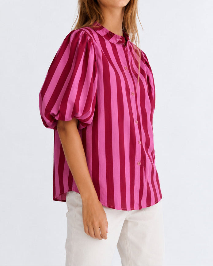 Camisa Sofia - Rosa e Bordeaux ( Envio até 19/06)