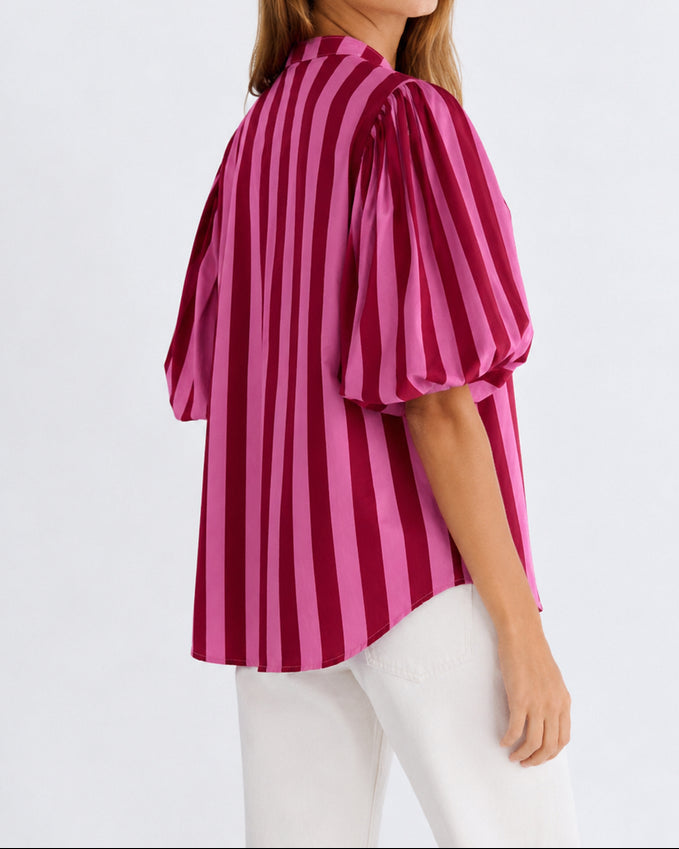 Camisa Sofia - Rosa e Bordeaux ( Envio até 19/06)