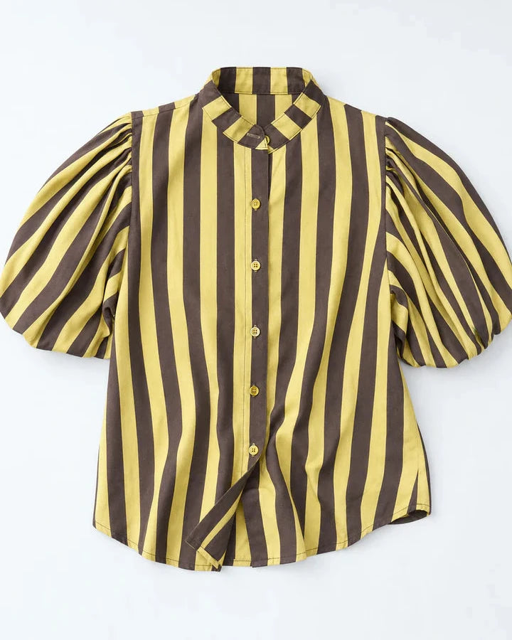 Camisa Sofia - Castanho e Amarelo -  Envio até 19/06