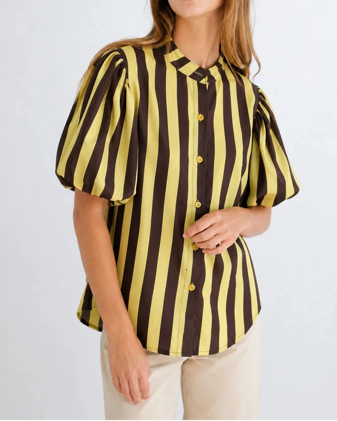 Camisa Sofia - Castanho e Amarelo -  Envio até 19/06