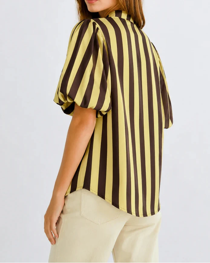 Camisa Sofia - Castanho e Amarelo -  Envio até 19/06