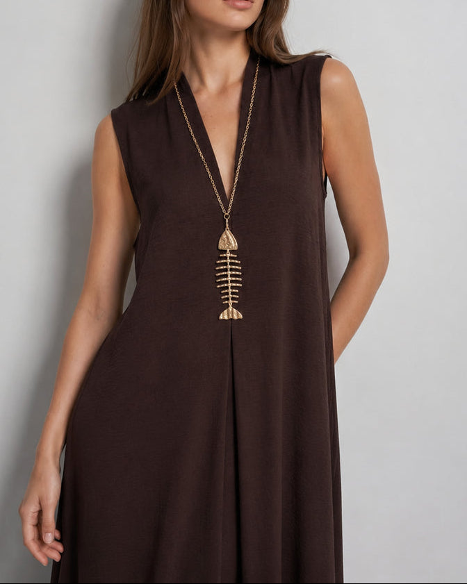 Vestido Sardinha - Castanho
